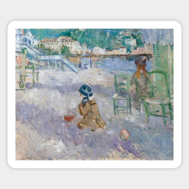 Nice Beach by Berthe Morisot Sticker by Classic Art Stall